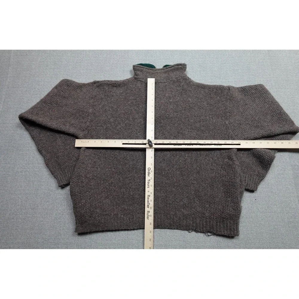 Vintage Orvis Sweater Mens Large Brown Wool Blend Quarter Waffle Heavyweight